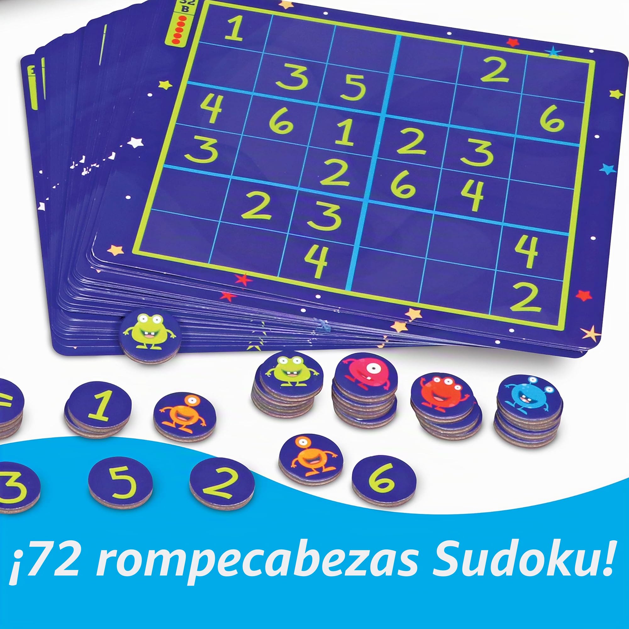 Learning Resources Sudoku Espacial Magnético – Juego Educativo de Lógica y Matemáticas – Desde 4 Años – 72 Fichas – Portátil para Casa y Aula