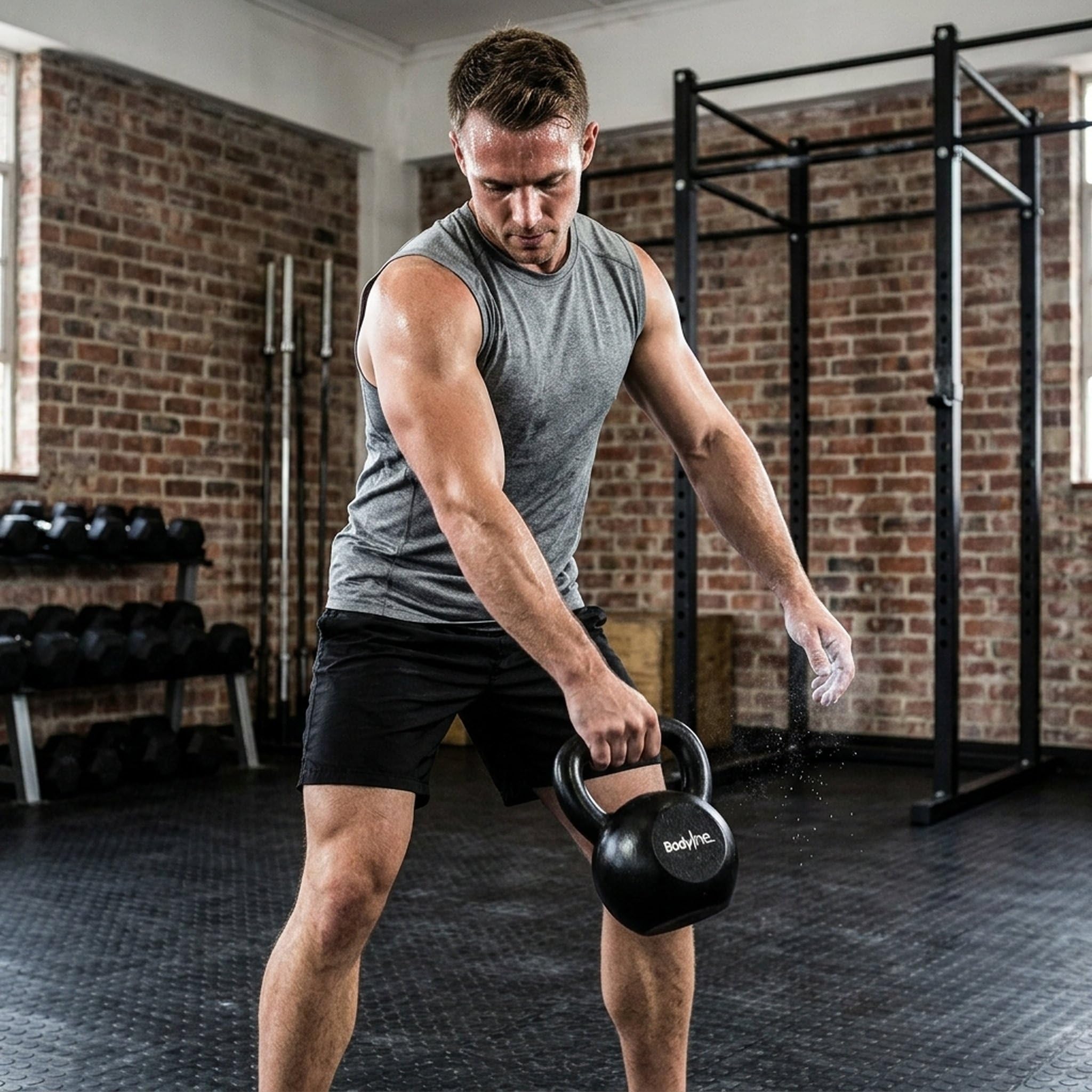 Bodyline Kettlebell żeliwne ciężarki 8 kg - profesjonalna rosyjska kierownica do treningu funkcjonalnego, siłowni i fitnessu do domu z ergonomicznym uchwytem
