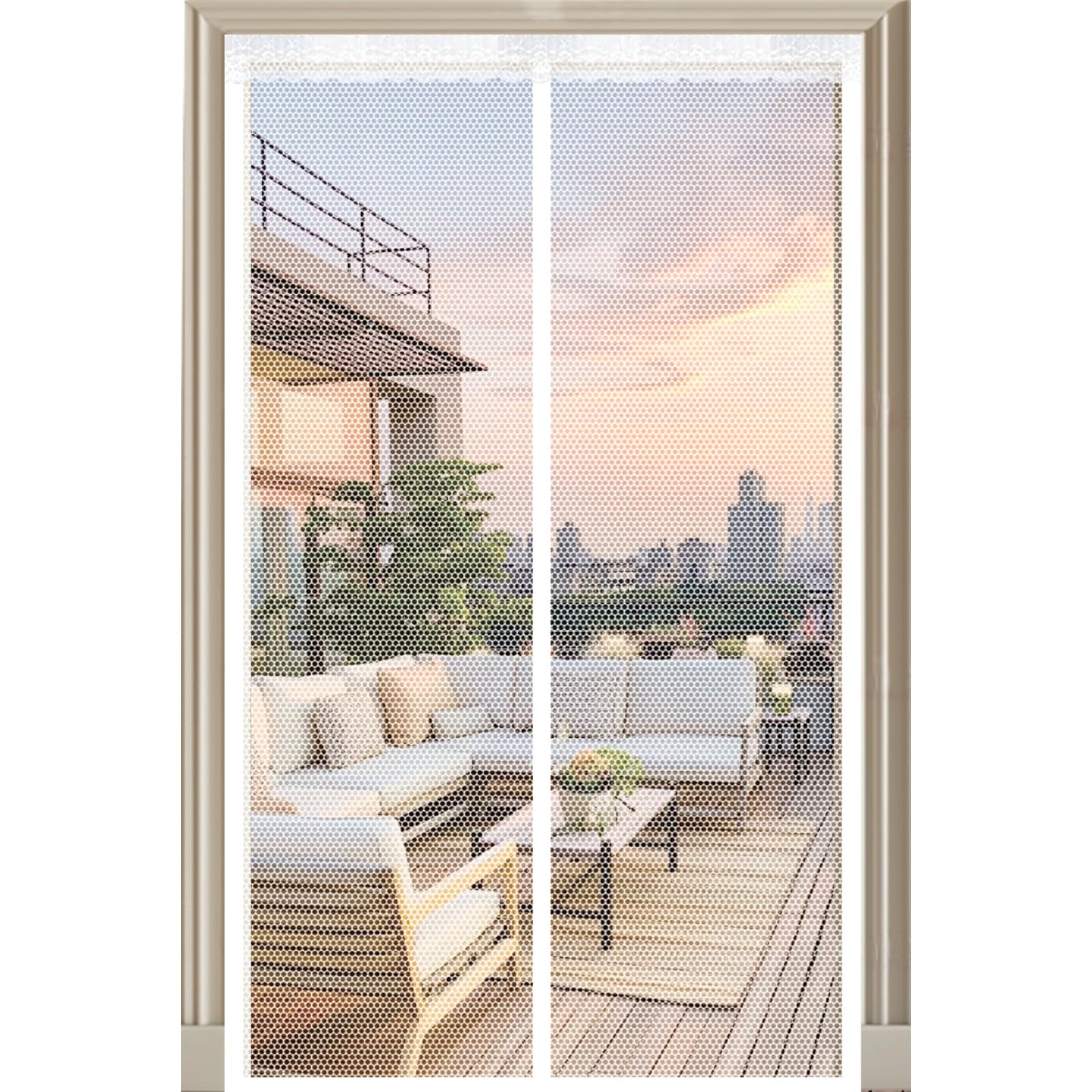 Moustiquaire de porte blanche 68x200cm réglable sur mesure avec fermeture magnétique auto-fermante
