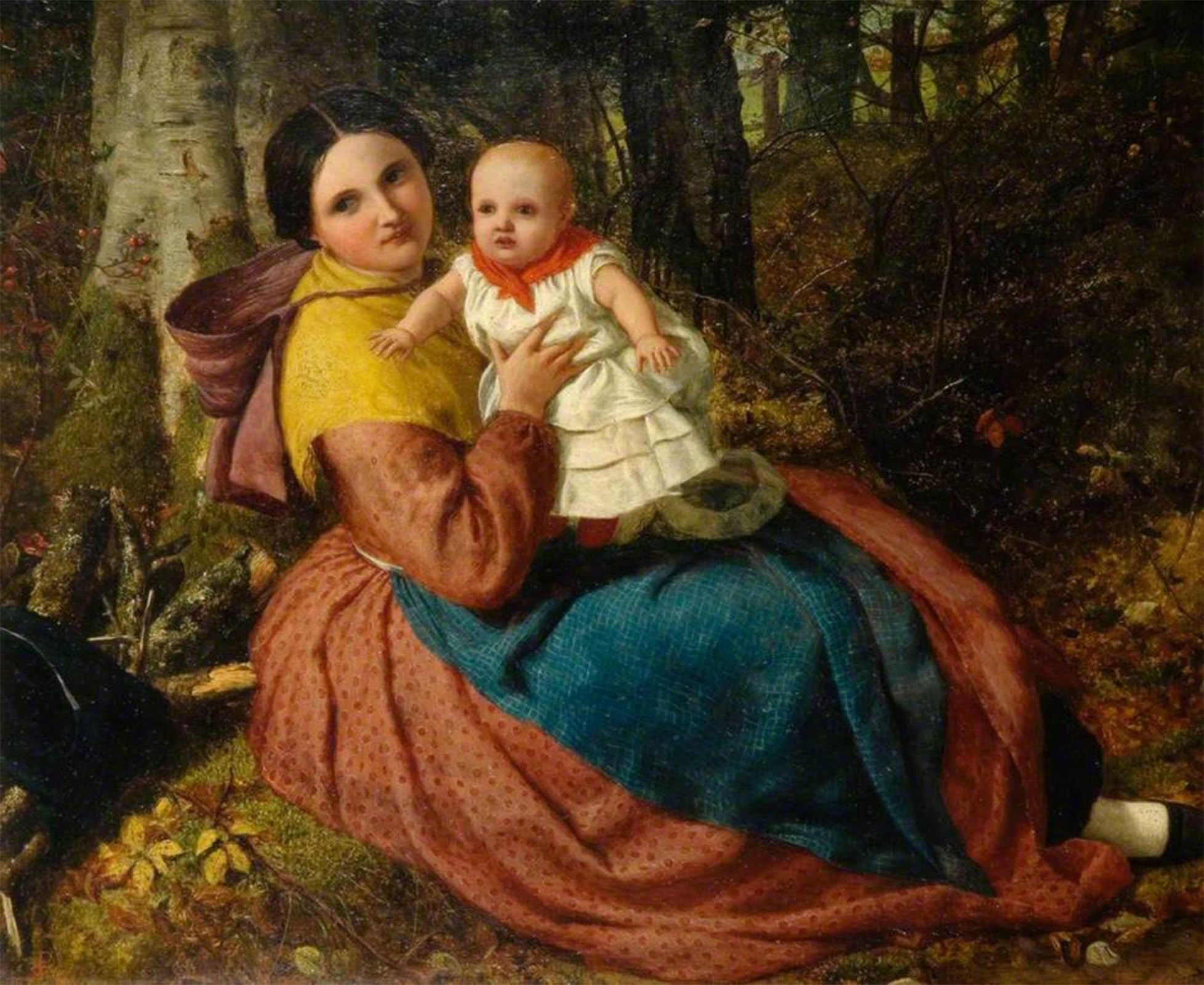 POSTERIIk Vintage Classic Picture Landscape Artwork the Artist's Son and Nurse by Frederick Richard Pickersgill Portrait Canvas Painting for Office Home Decor 60x90cm