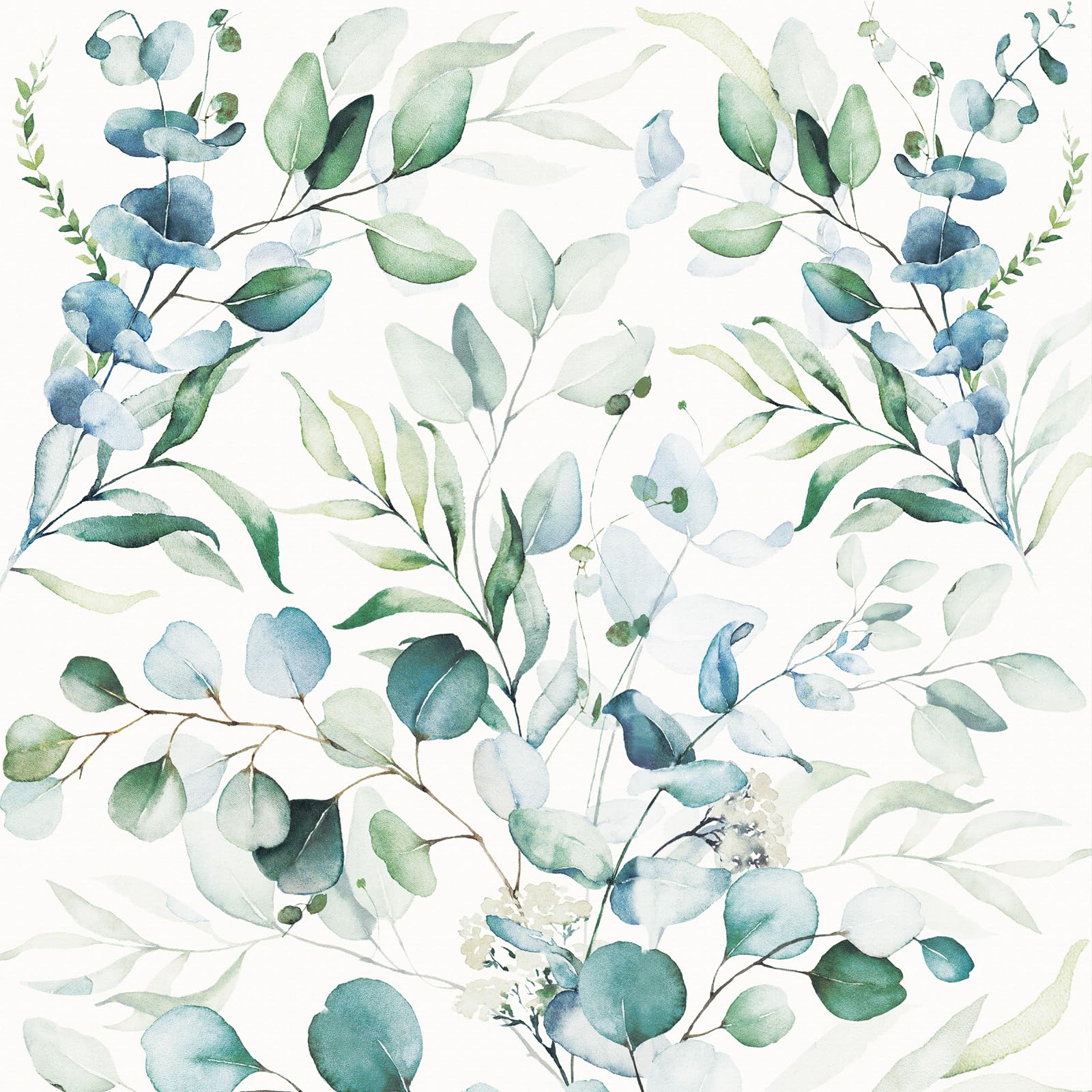 ANBILILA Self-Adhesive Wallpaper, Watercolor Eucalyptus Leaf Plant Peel and Stick Contact Paper, 44x500CM Green Leaves Removable Wallpaper Deco Film for Wall Sticker for Kitchen Cabinet