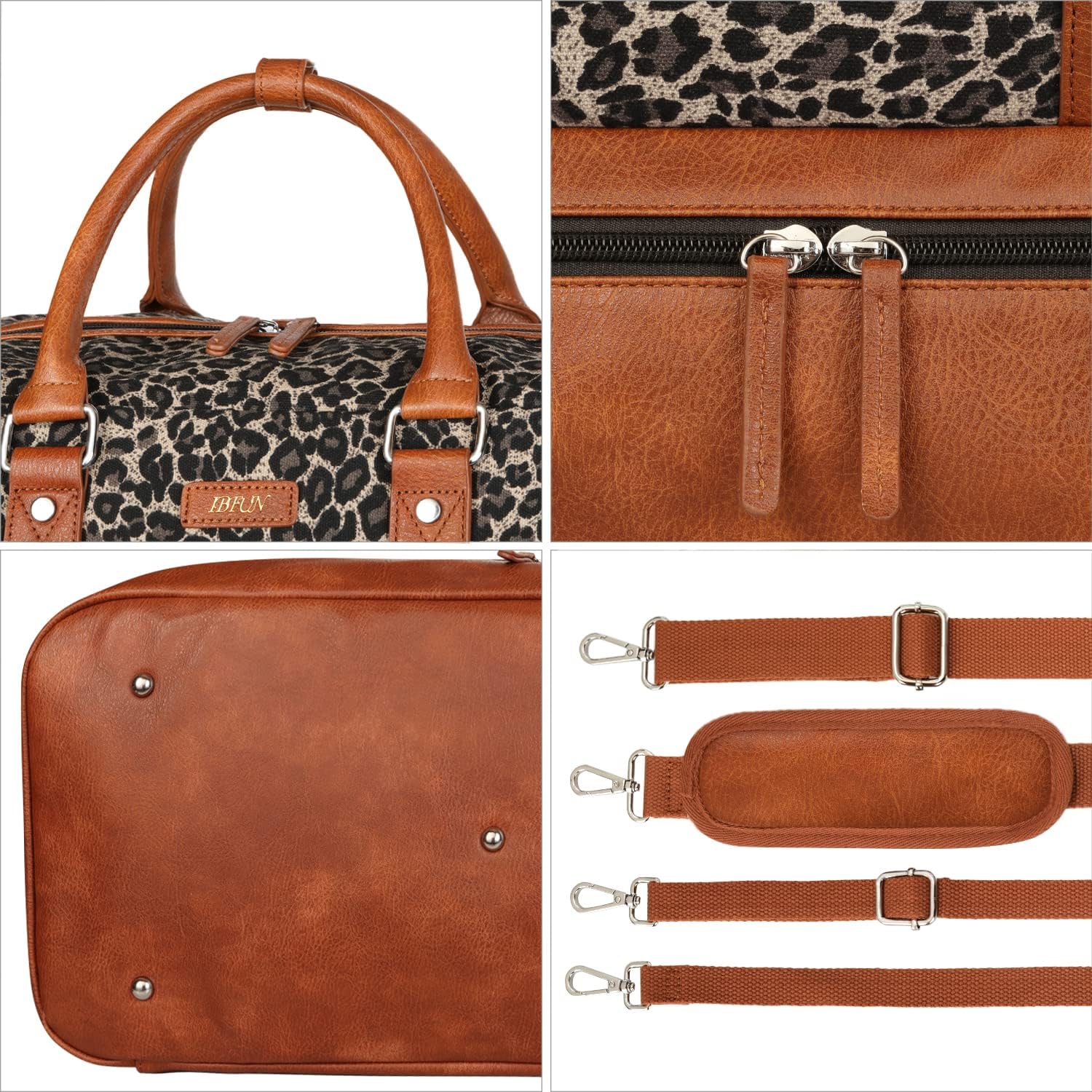 Weekender Bag for Women, Large Overnight Bag Canvas Travel Duffel Bag Carry On Tote with Shoe Compartment 21" 3Pcs Set - Image 8