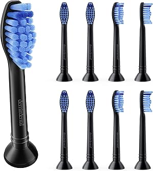 8er demirdental Aufsätze passend für Philips Sonicare Ersatzbürsten ProResults Medium Bürstenköpfe, für täglich präzise Zahnreinigung, Schwarz, entspricht HX6018b