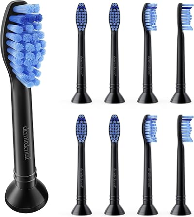 8er demirdental Aufsätze passend für Philips Sonicare Ersatzbürsten ProResults Medium Bürstenköpfe, für täglich präzise Zahnreinigung, Schwarz, entspricht HX6018b