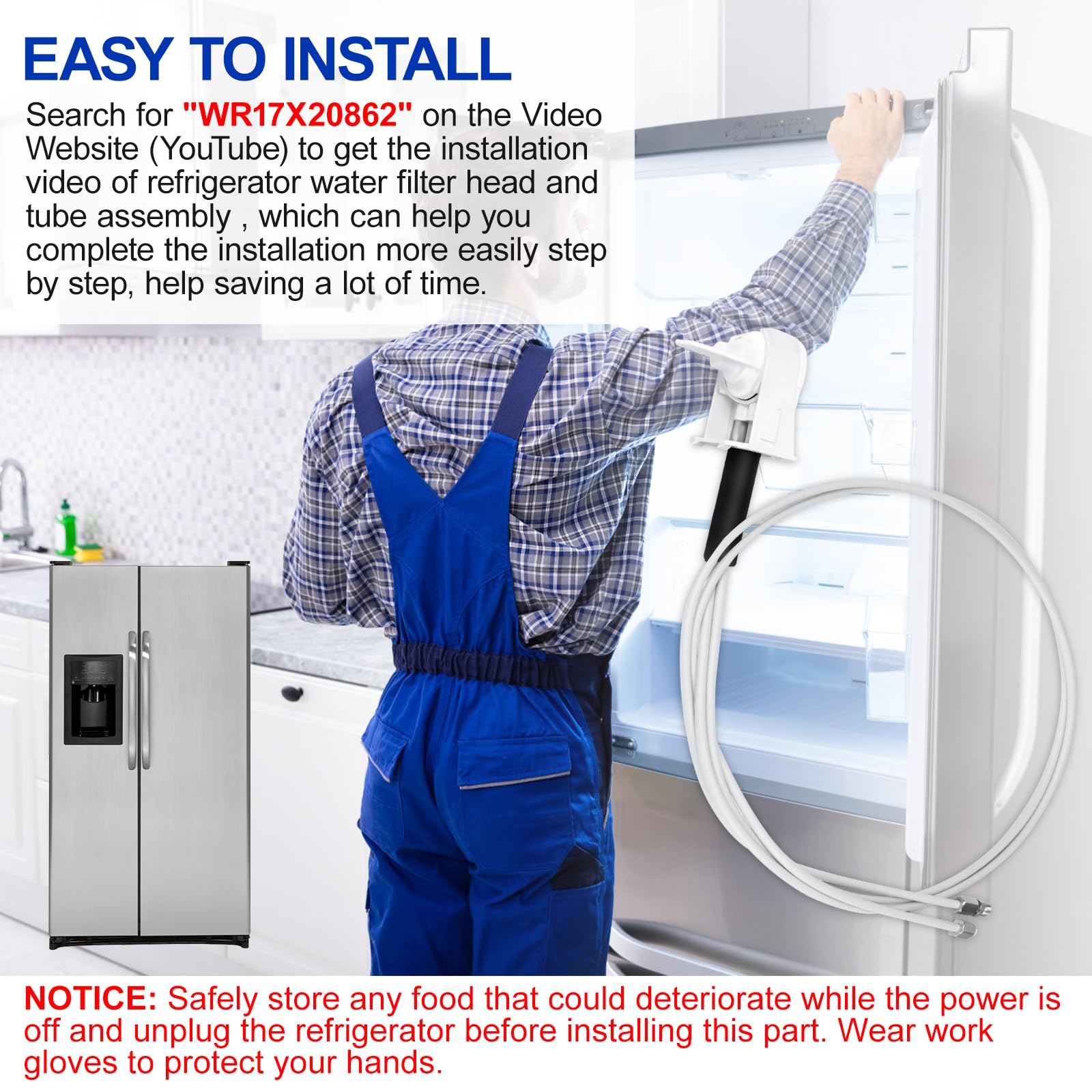 WR17X20862 Refrigerador MWF Cabezal de filtro de agua y conjunto de tubería