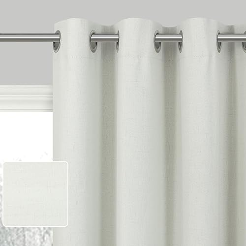 Miniatura 9 de Cortinas opacas de lino de 84 pulgadas de largo, juego de 2 paneles para sala de estar, cortinas opacas con aislamiento térmico y ojales de 84