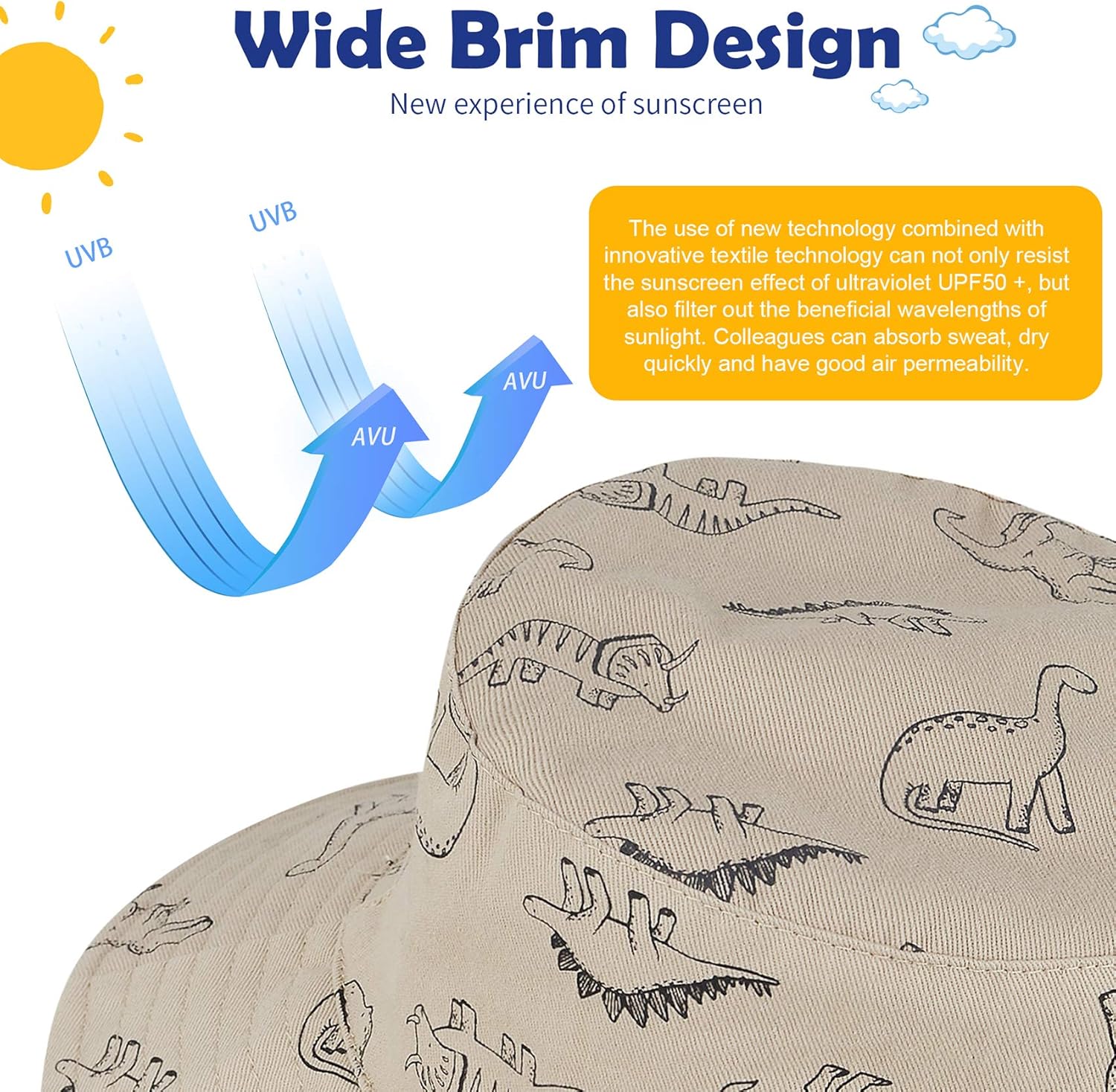 Durio UPF 50+ Beach Baby Sun Hat Sun Protection Cute Wide Brim Summer Baby Boy Bucket Hats Toddler Sun Hats for Girl - Image 7