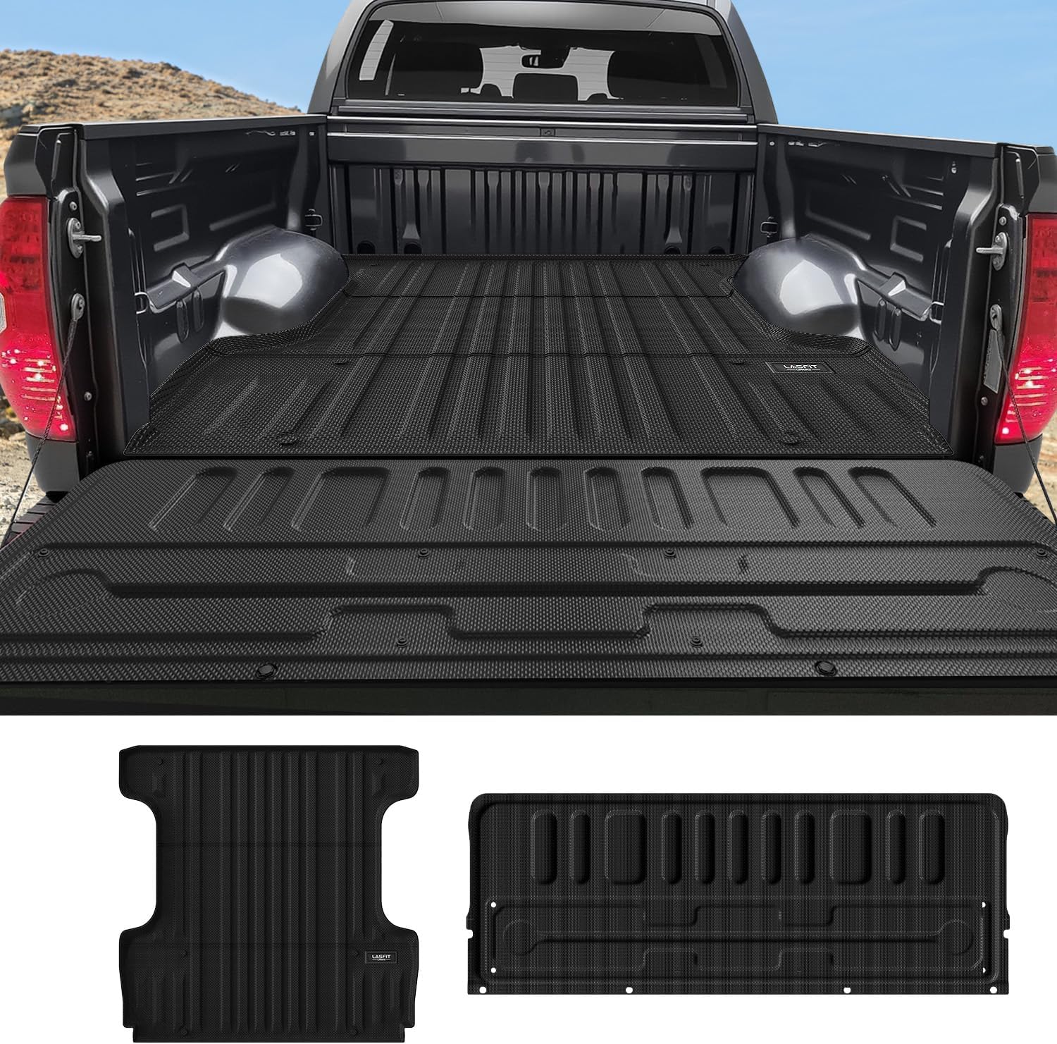 LASFIT Bed Mat & Tailgate Mat for Toyota 2007-2021 Tundra 5.5FT/5.5'Truck Bed Mat All Weather 5.5 FT Bed Liner for Toyota Tundra Accessories TPE Trunk Mat Cargo Mat (Not Fit Drop-in Liner)
