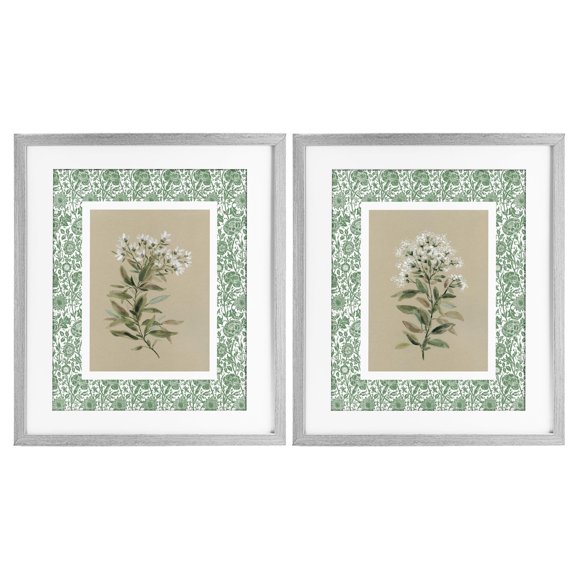 Botanical Patterned Florals, set di stampa con cornice, 43,2 x 53,3 cm