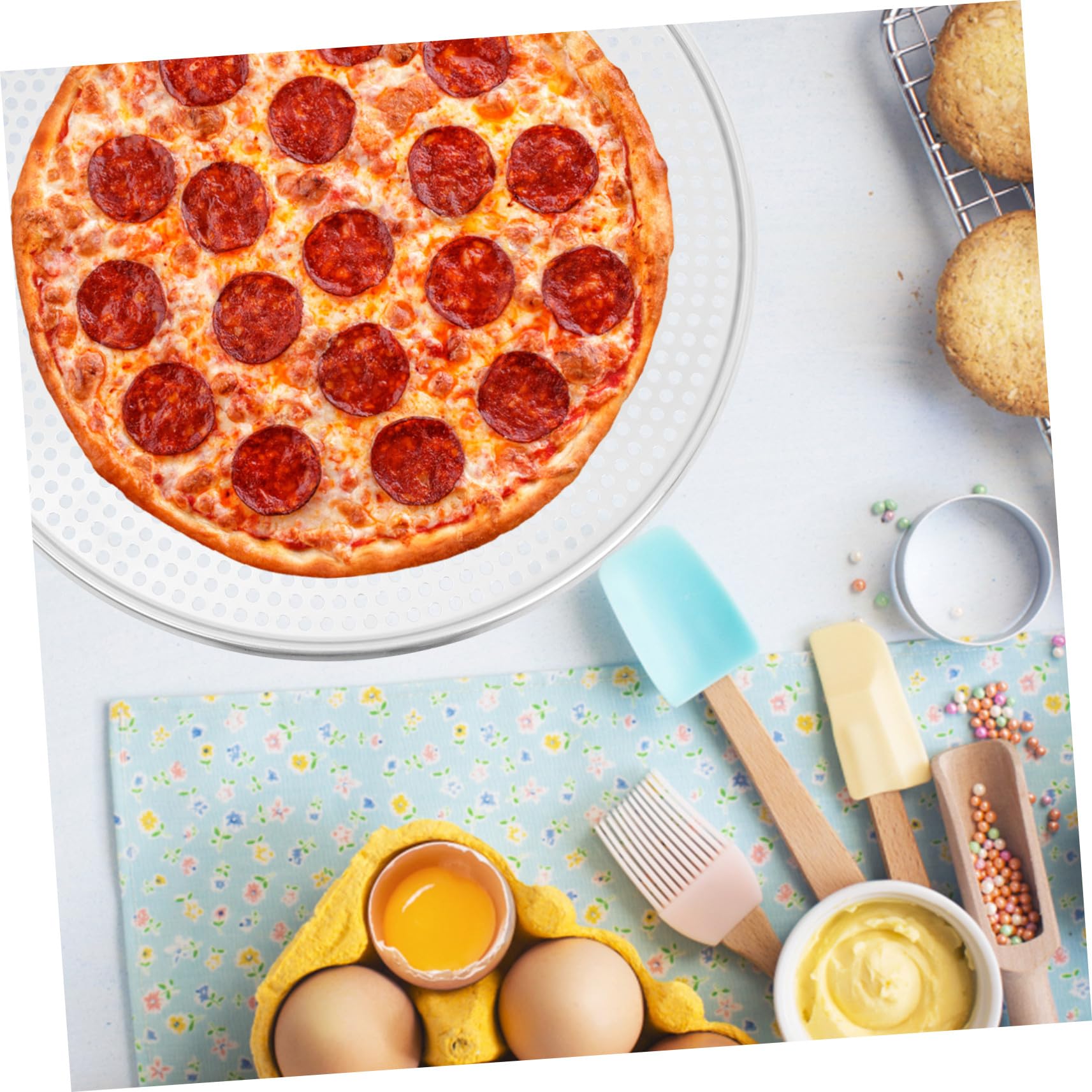 Zerodeko Teglia Pizza Forata Forno in Alluminio Antiaderente Piastra Rotonda Distribuzione Calore Uniforme e Resistente Deformazione