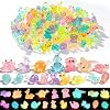 QUMMFA 100 Pcs Luminous Mini Resin Animals, Glow in The Dark Trinkets for Fairy Garden Accessories, Miniature Figurines to Hide, Miniature Animals for Students/Kids Prizes, Come with a Storage Box
