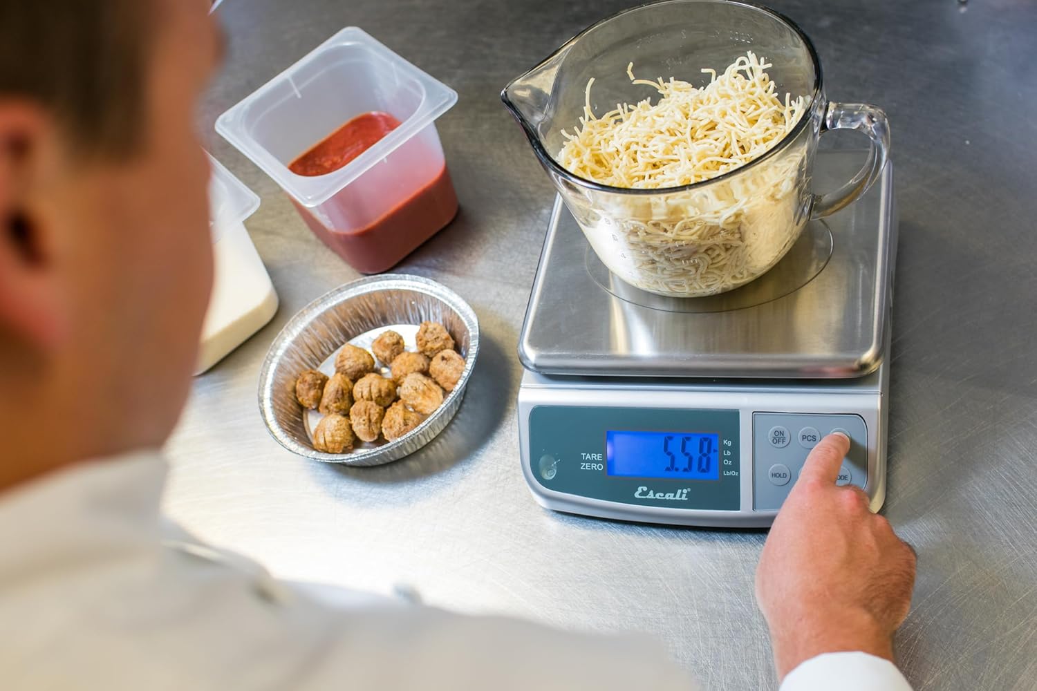 Escali M-Series NSF Certified Digital Kitchen & Industrial Scale, 66 lb Capacity, Dual Display, Spill-Proof, Stainless Steel