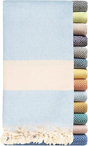 Toallas de playa turcas de gran tamaño, XL, 40 x 71 pulgadas, toalla de playa sin arena, 100% algodón, suave de secado rápido, toallas de viaje y