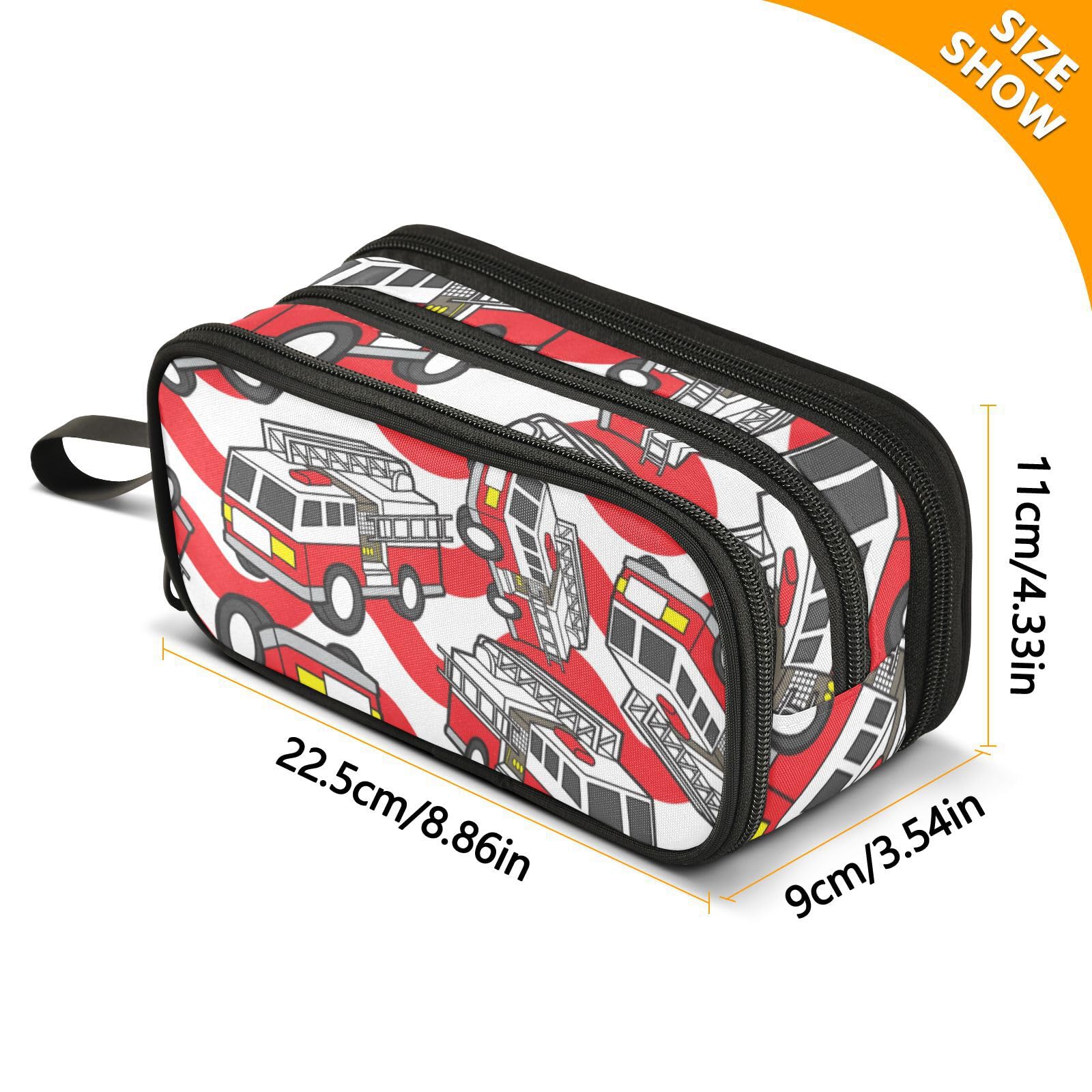 ISAOA Big Capacity Pencil Cases (Seamless Fire Engine Trunk Car Cartoon) Pouch Bag Large Pen Bag Stationery Bag for Girls Boys Student Adults Zipper Pencil Pouch - Image 3