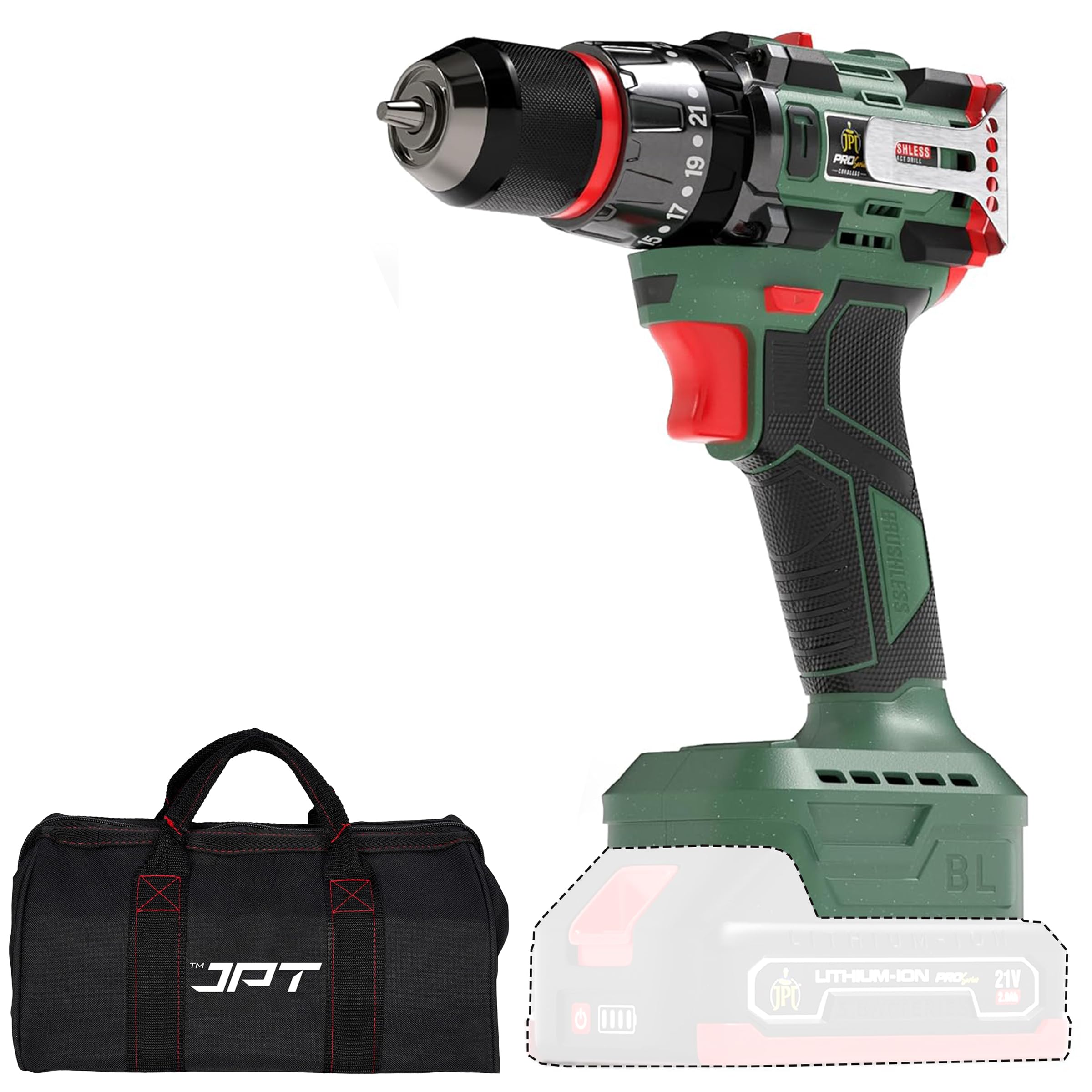 JPT New Pro Series Brushless 21-Volt Cordless Impact Drill Machine