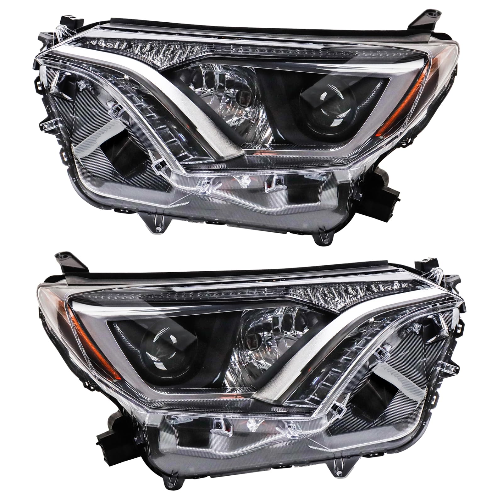 TRQ Headlight Assembly Set Headlights Driver & Passenger Side Compatible with 2016-2018 Toyota RAV4 TO2518189 TO2519189