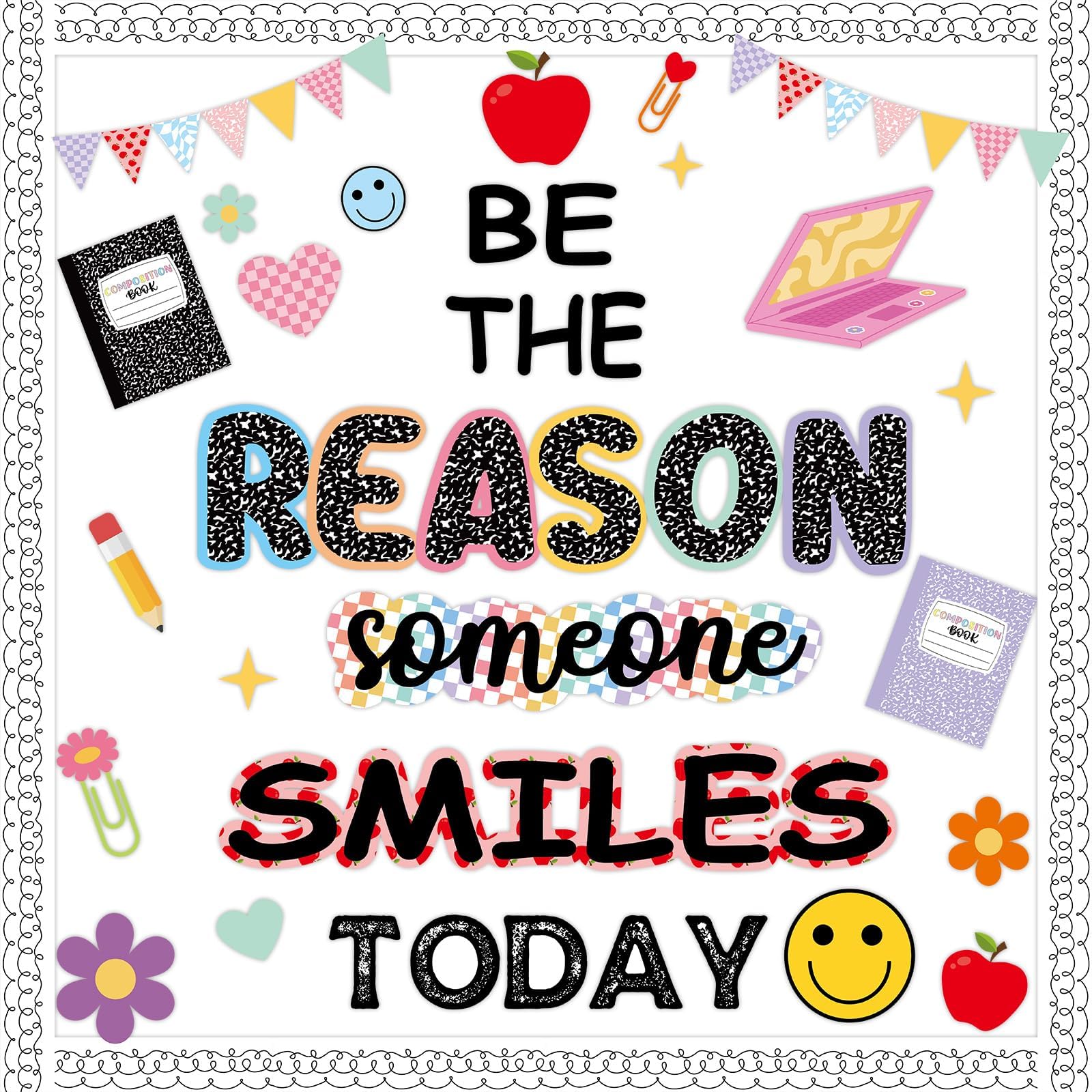 Tableau d'affichage rentrée scolaire kit décoration classe cahier composition motivation