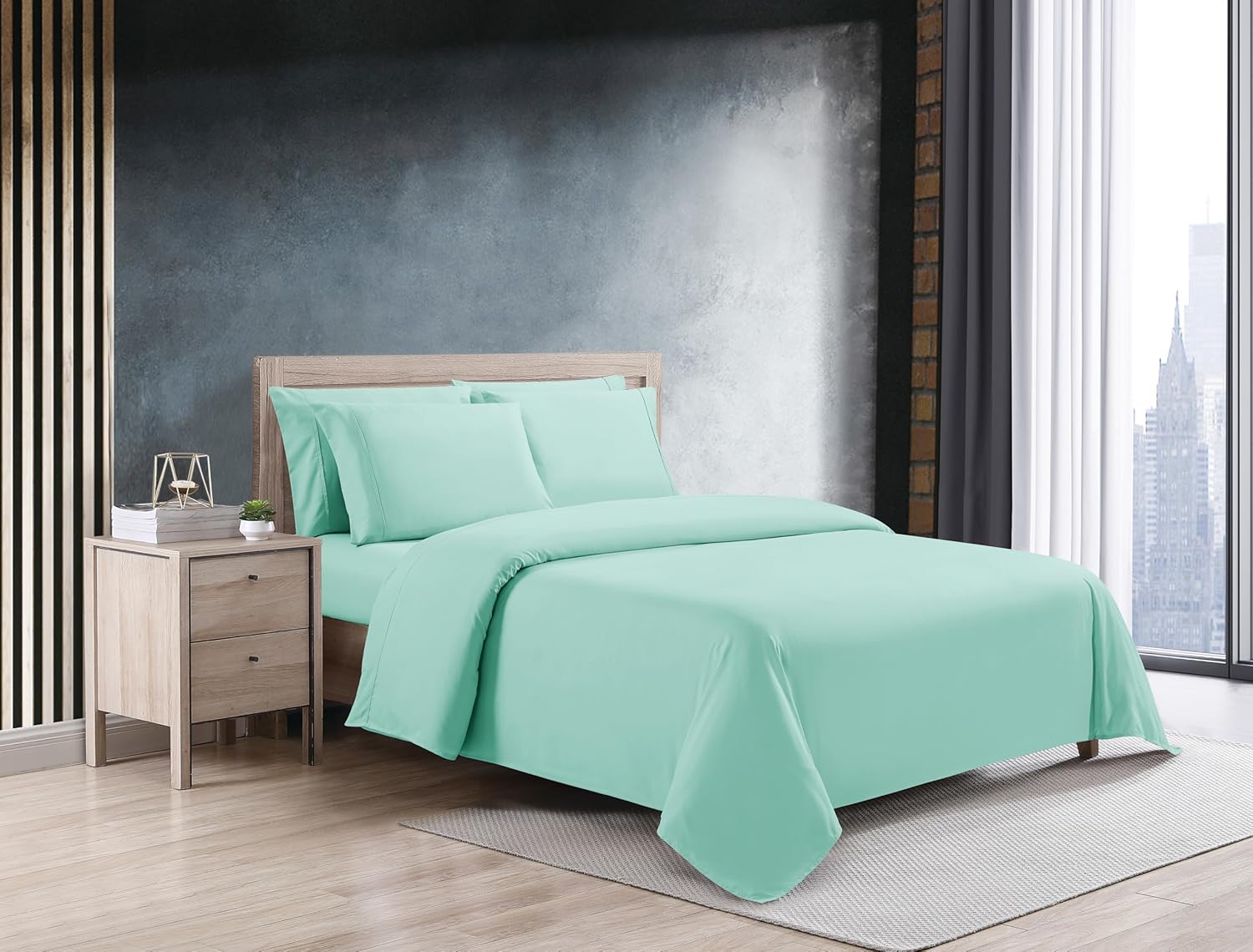 Kathy Ireland Cool Max 6 Piece Ultra Soft Sheet Set, Sea Foam - Queen