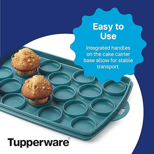Miniatura 5 de Tupperware Brand - Recipiente rectangular para tartas, apto para lavavajillas y sin BPA, bandeja reversible con tapa, capacidad para hasta 18