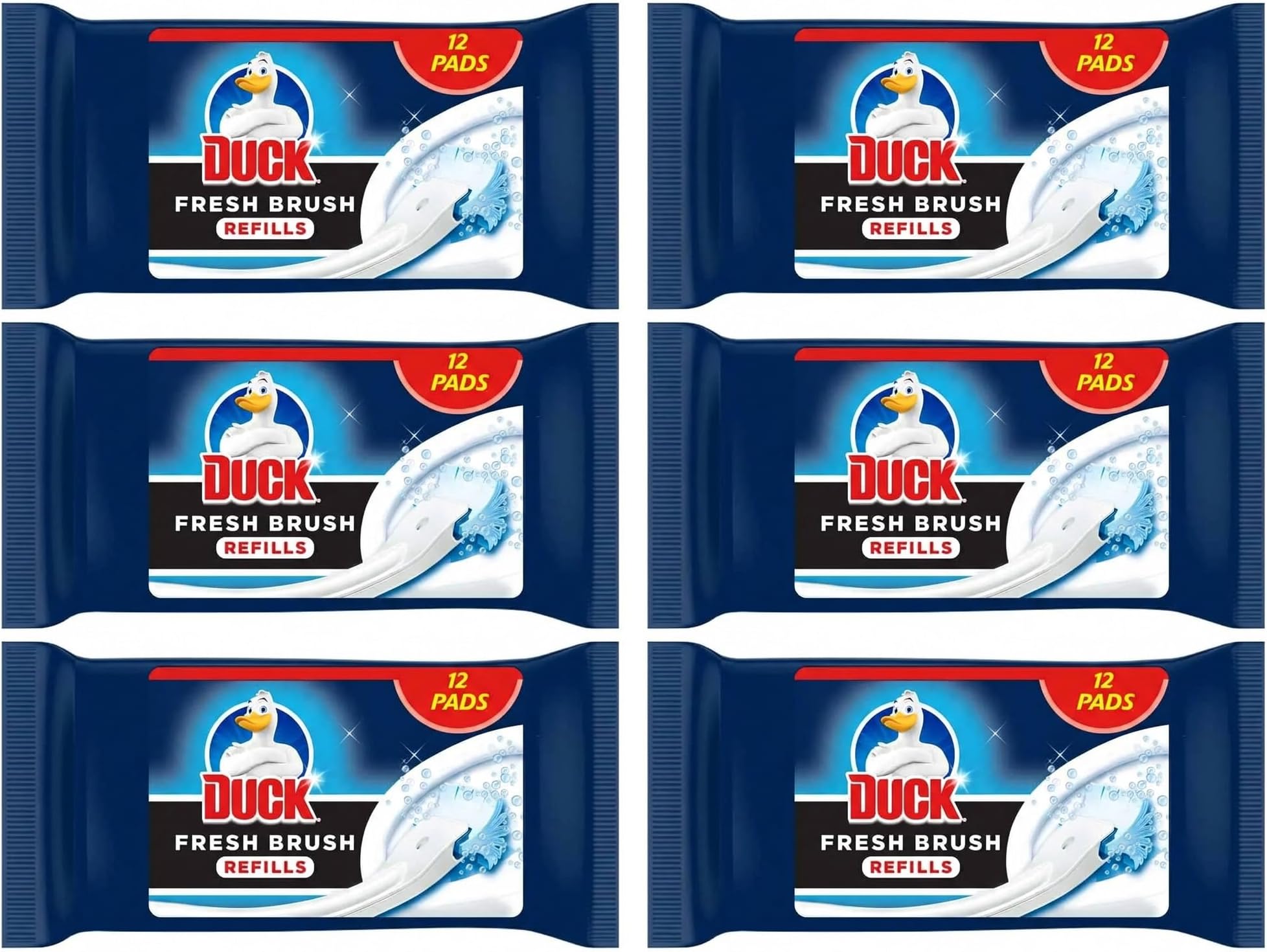 6X Fresh Brush Refills (6 Packs, 72 Flushable Cleaning Pads)- Biodegradable- Toilet Bowl Cleaner