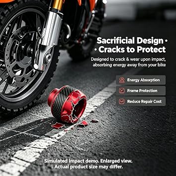 4Pcs Motorcycle Fork Frame Sliders, Aluminum Crash Protectors Decor | Fits 10-14.5 mm axles. Sacrificial impact protection for fork/frame/exhaust. Stylish carbon fiber decal. For sooter (Red)