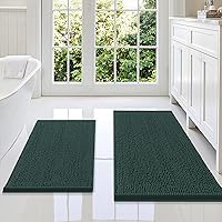 Vista 106 de Smiry - Juego de alfombras de baño de 2 piezas, suaves, absorbentes, de felpilla, lavables a máquina, antideslizantes, para bañera, ducha y piso Gris