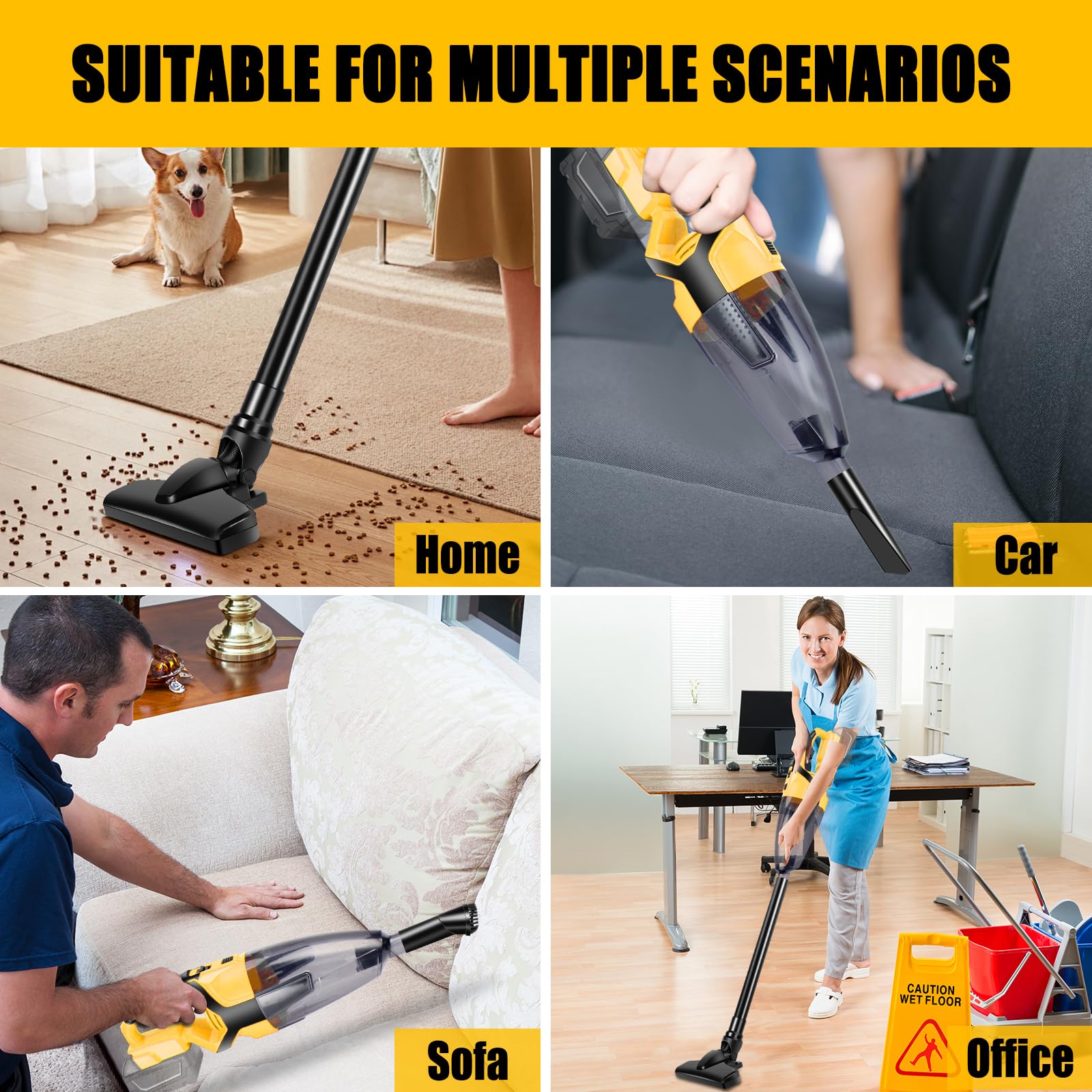 Aspiradora inalámbrica compatible con batería DEWALT de 20 V (batería no incluida), aspiradora de mano para el hogar, barco, taller, coche, pelo de mascotas, solo herramienta de muebles