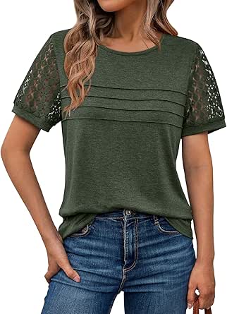 Women's Short Sleeve Tops - 2025 Fashion Crewneck Blouses For Casual Wear