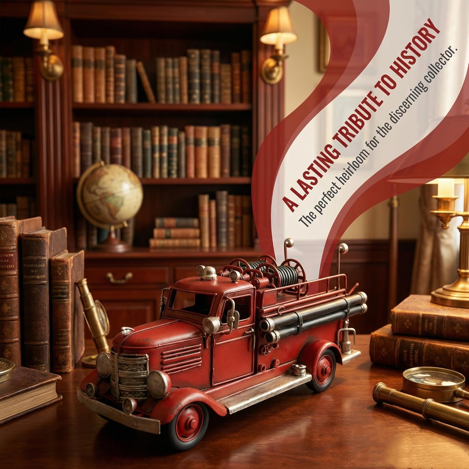 Vintage Fire Engine Model Handmade Iron Fire Truck Ornament Firefighter Collectible for Home Office Shelf Decor Man Cave Presents for Retired Heroes Firefighters Model Lovers