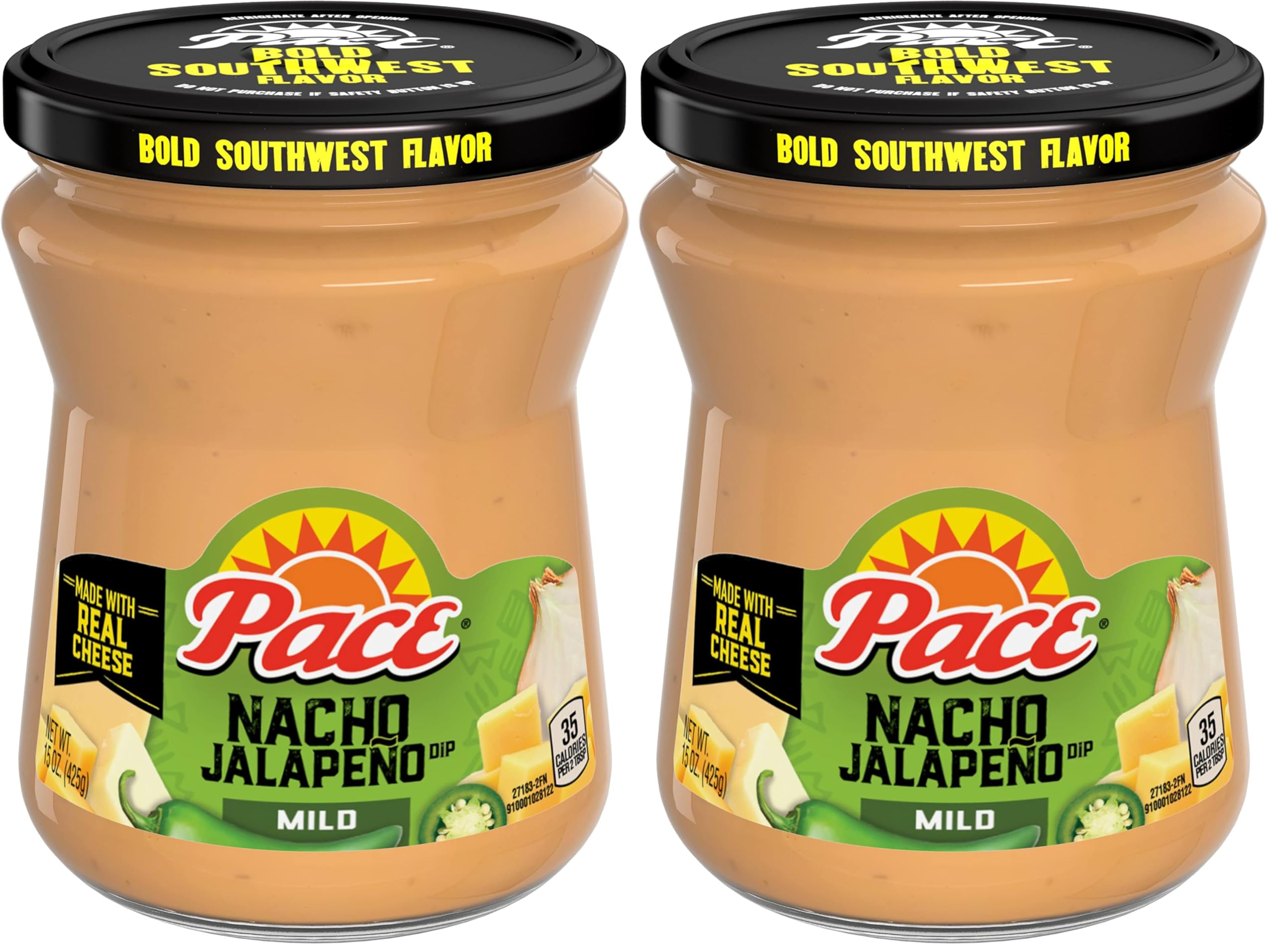 Pace Mild Nacho Jalapeno Queso Cheese Dip, 15 oz Jar (Pack of 2)