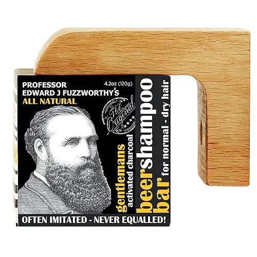 Professor Fuzzworthy - Barra de champú de carbón activado y soporte magnético para jabón | Kit de aseo para hombres 100% natural con ingredientes