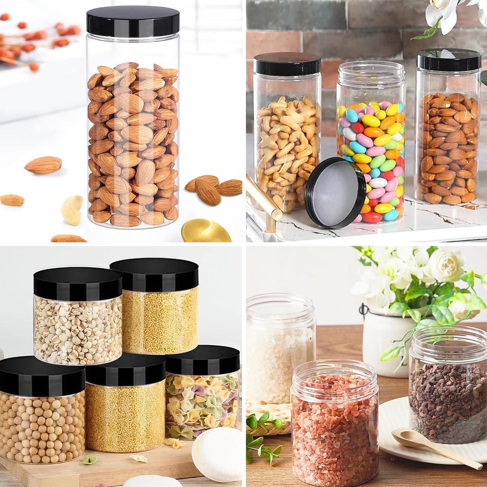 GoMaihe Contenitori Alimentari per Cereali Set 8 Pezzi, Contenitori Ermetici Alimentari Plastica con Coperchio per Alimenti Set, Utilizzato per la Conservazione di Pasta, Cereali, Muesli, Farina