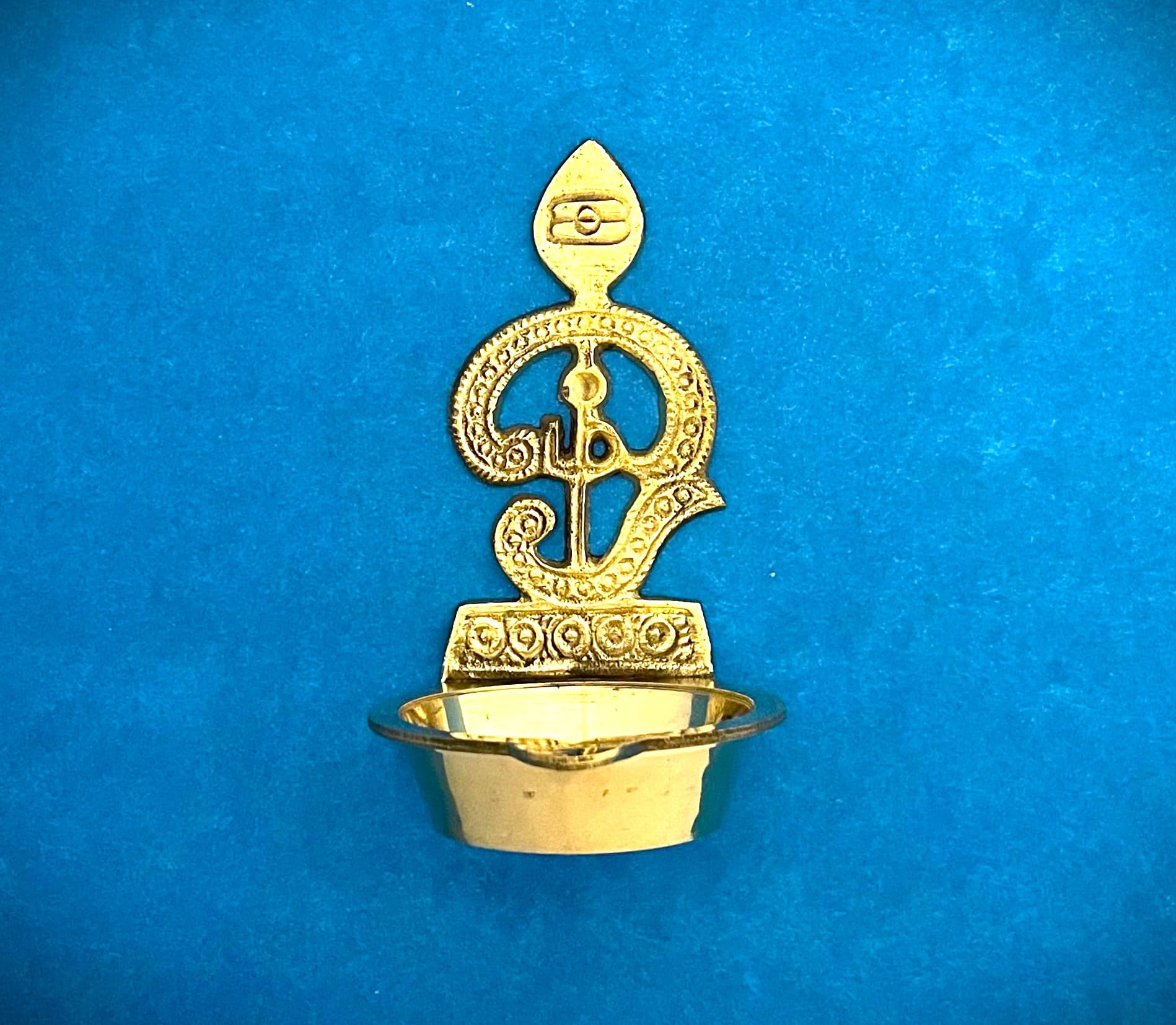 Brass Om Vel Vilakku | Murugan Diya - Tamil Om Brass Oil Lamp for Puja