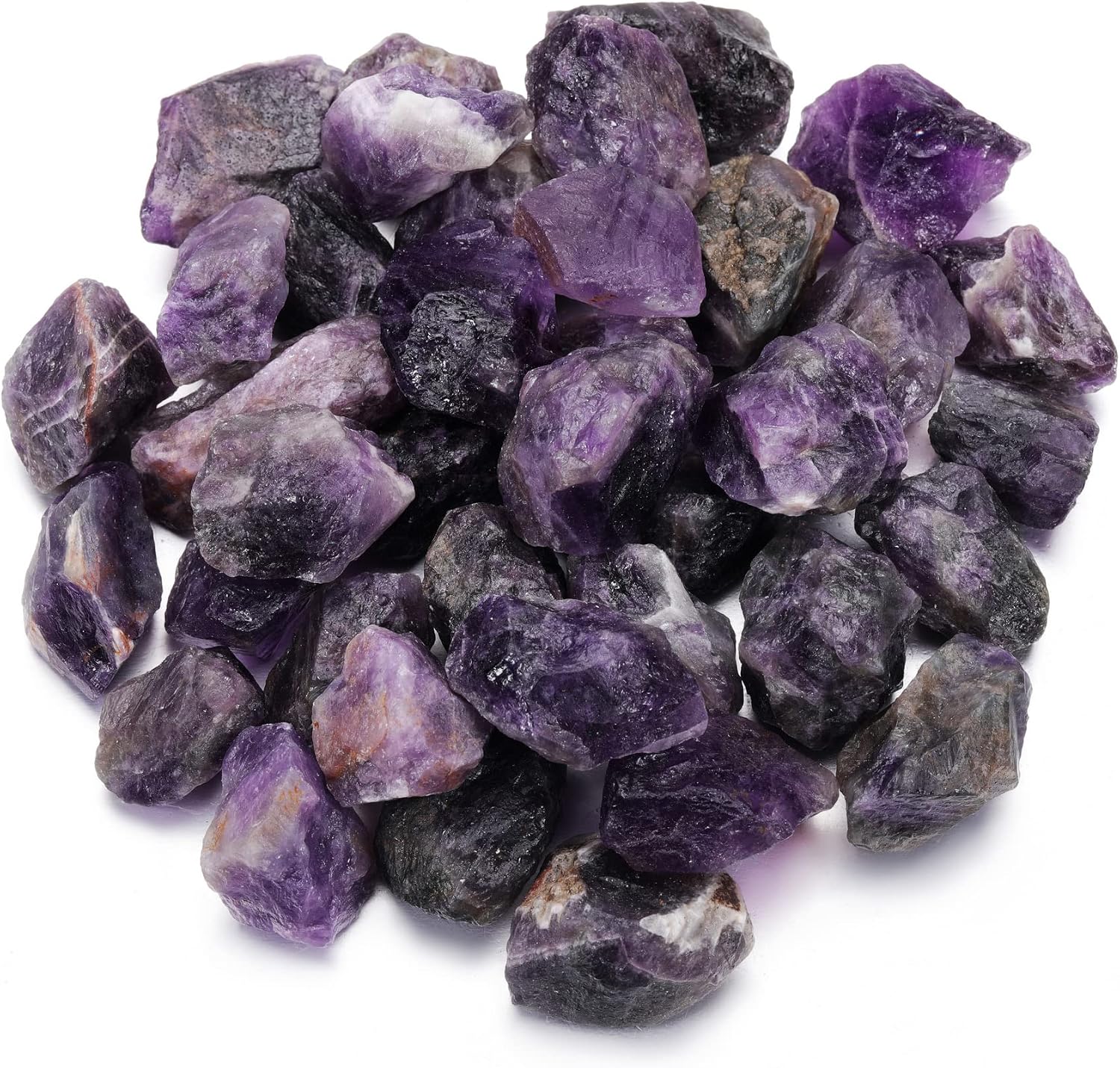 Jovivi Bulk Natural Amethyst Healing Crystals Rough Stones Large 1" Raw Rock Crystals for Tumbling, Cabbing, Decoration, Wire Wrapping, Wicca & Reiki - 0.5 lb