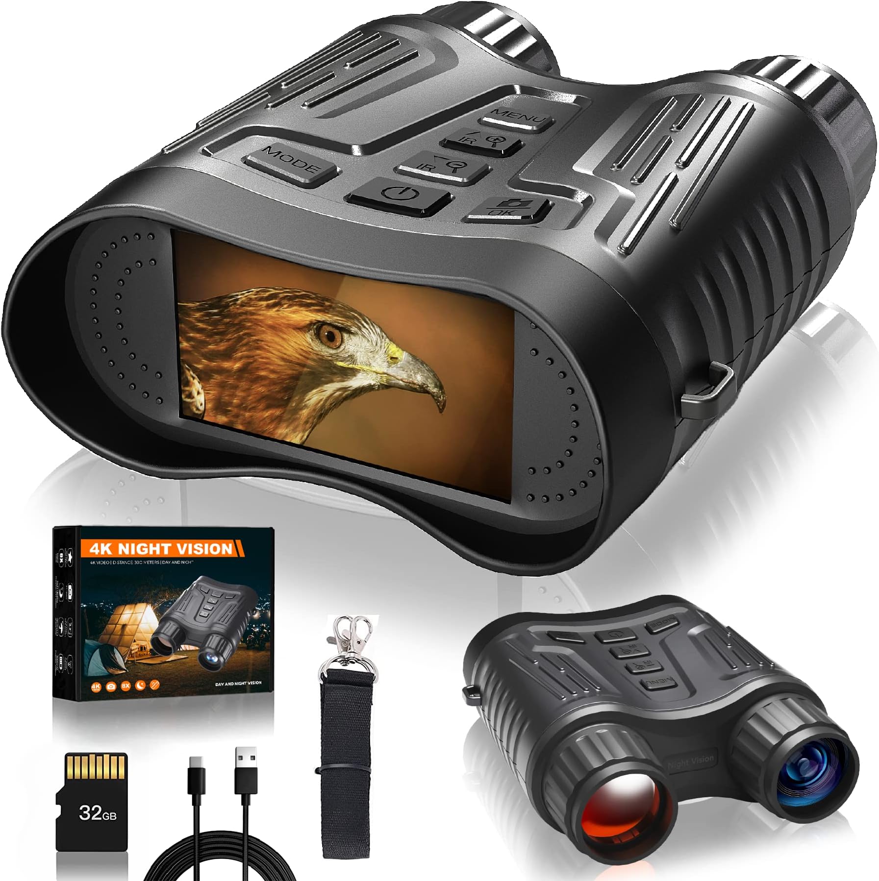 GTHUNDER Night Vision Goggles, Night Vision Binoculars for Total Darkness, Digital Night Vision Goggles with Distant Night Visible Range with 32GB TF Card for Surveillance, Hunting, Spotting