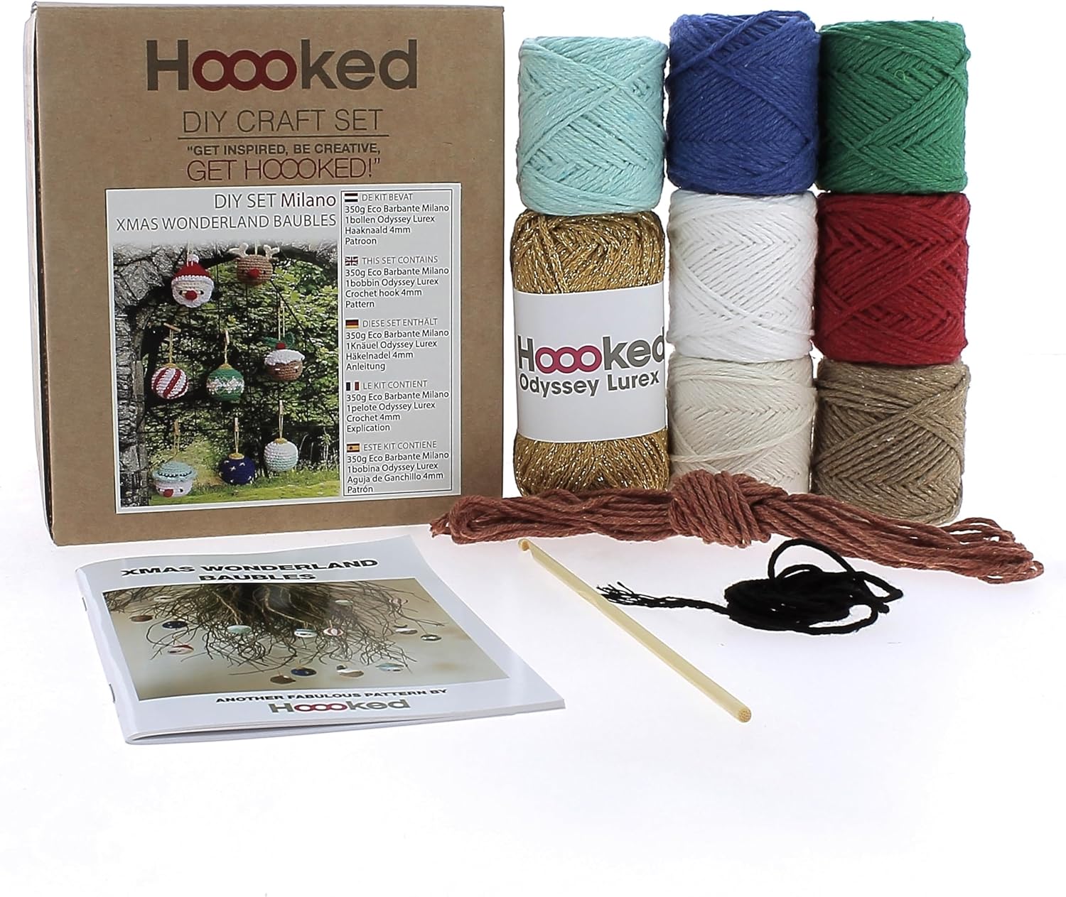Hoooked PAK344 Eco Barbante Milano Cotton Christmas Baubles Crochet Amigurumi Kit