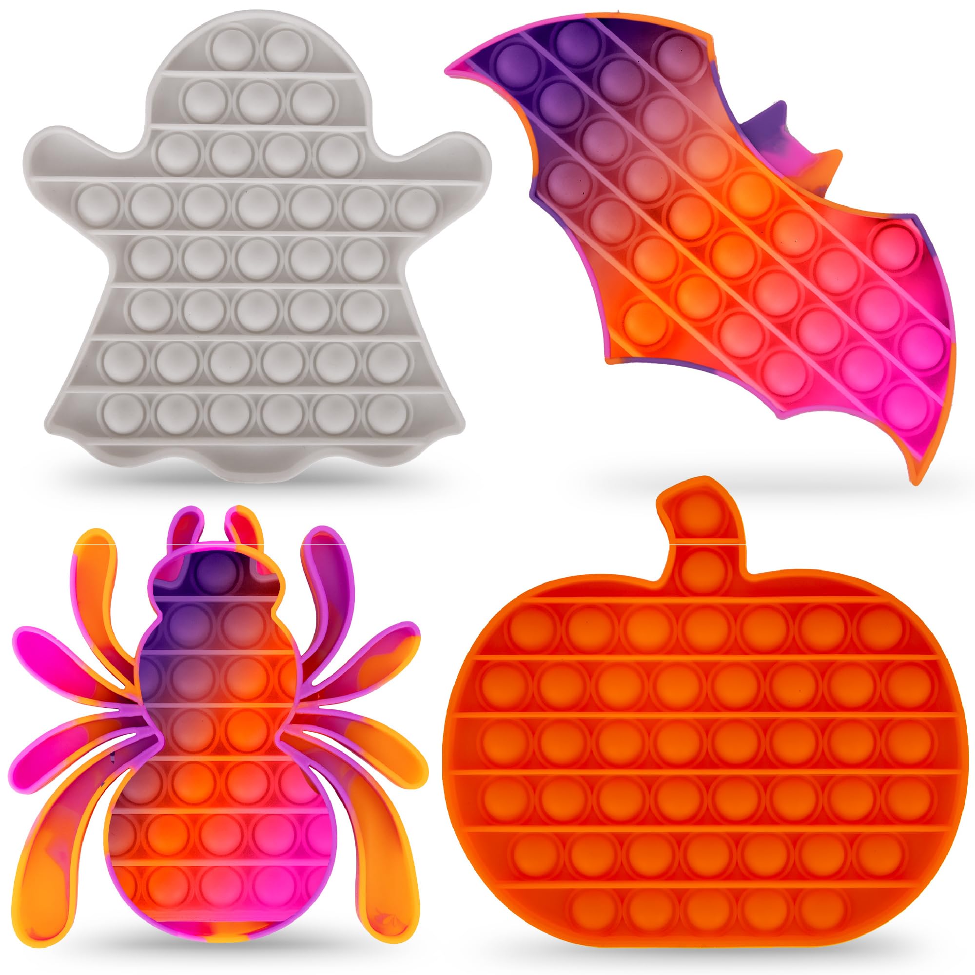 ArtCreativity - 4 Pack Halloween Pop Its Fidget Toys - Classroom Prize for Boys and Girls - Halloween Party Favors Novelty Toys for Toddlers