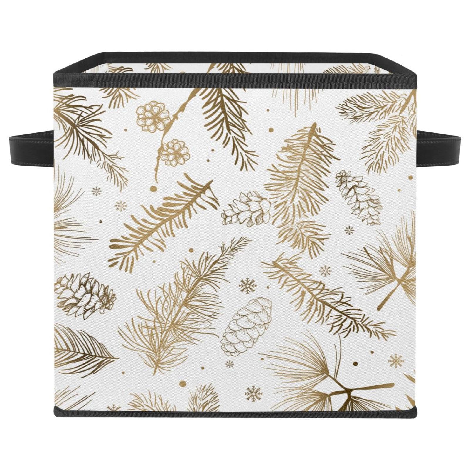 Boîte de rangement pliable en tissu style cube doré pour organiser vos placards