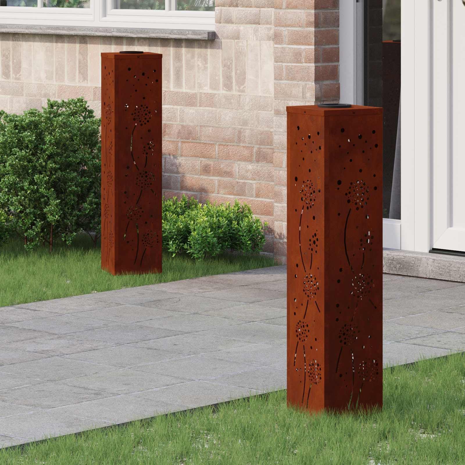vidaXL Solar LED Weg Licht 2 STK. Warmes Weiß 18 x 18 x 80 cm