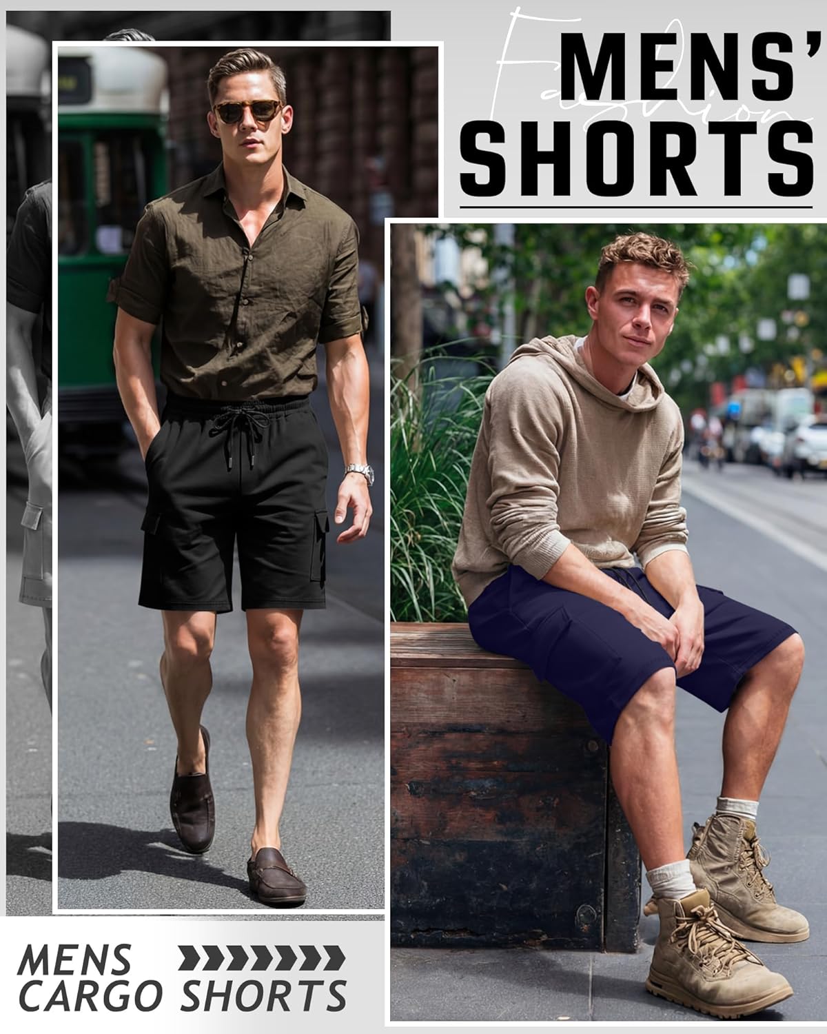 4 Pack Men's Cargo Shorts Big and Tall Athletic Gym Bermuda Drawstring Summer Casual Shorts with Pockets