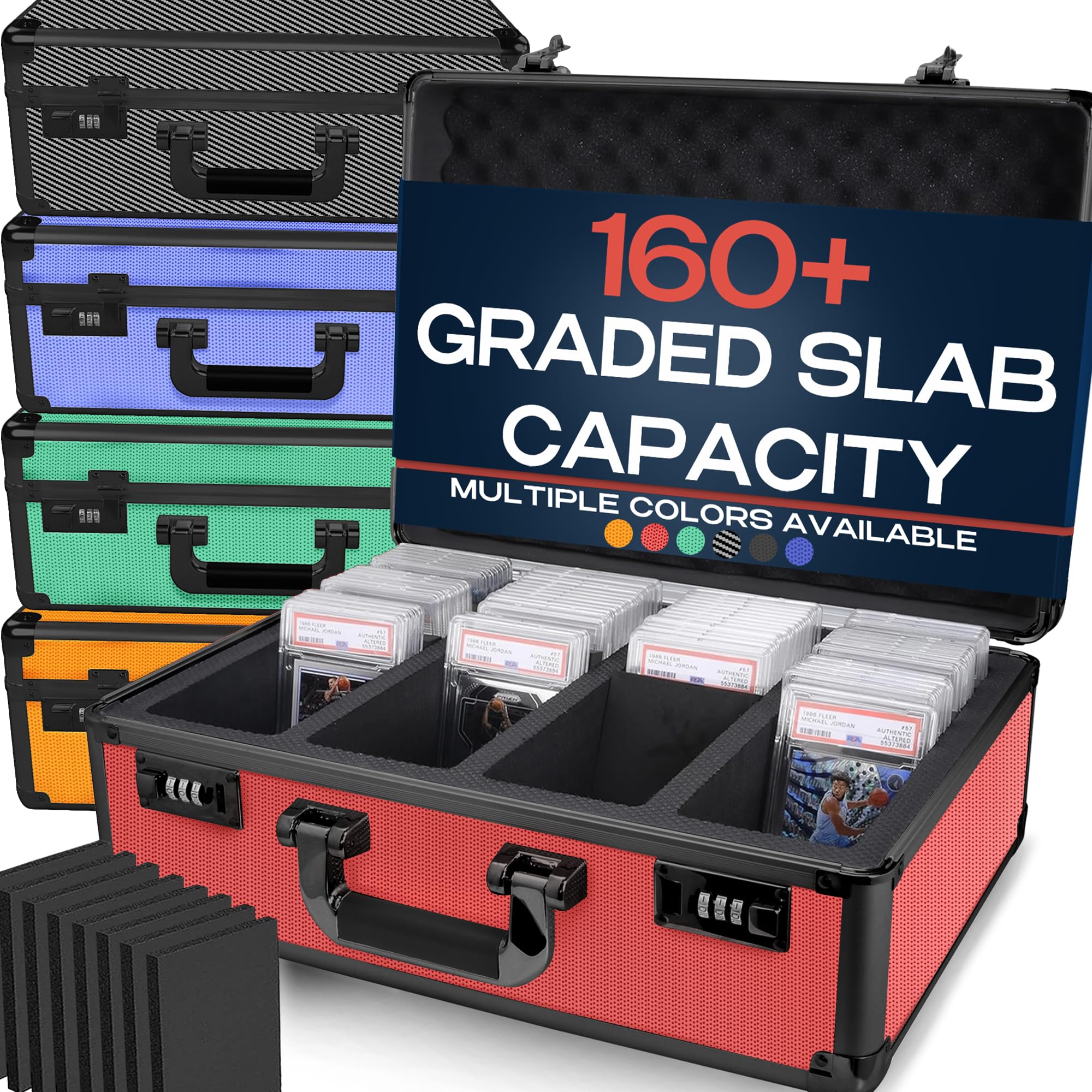 Photo 1 of VALUN RED 160+ Slab Graded Card Storage Box (4 ROWS); Durable Sports, PSA Card Storage Box - Organizer Slab for Your Collection - For Baseball, Football, TCG, MTG Cards - Top Loader Design