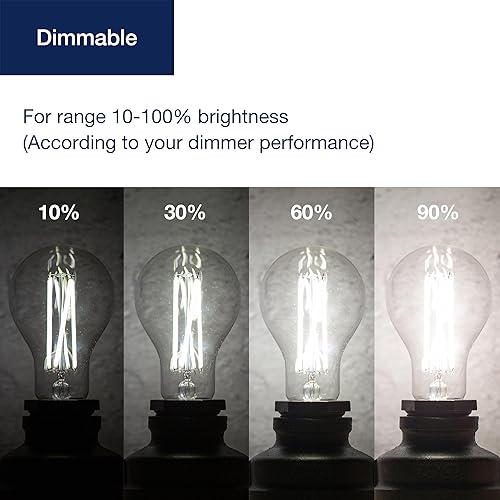 Miniatura 4 de FLSNT Bombillas LED Edison equivalentes a 100 W, luz diurna de 5000 K, bombillas LED A21 regulables de 12 W, 1600 LM, CRI90, base E26, paquete de 8