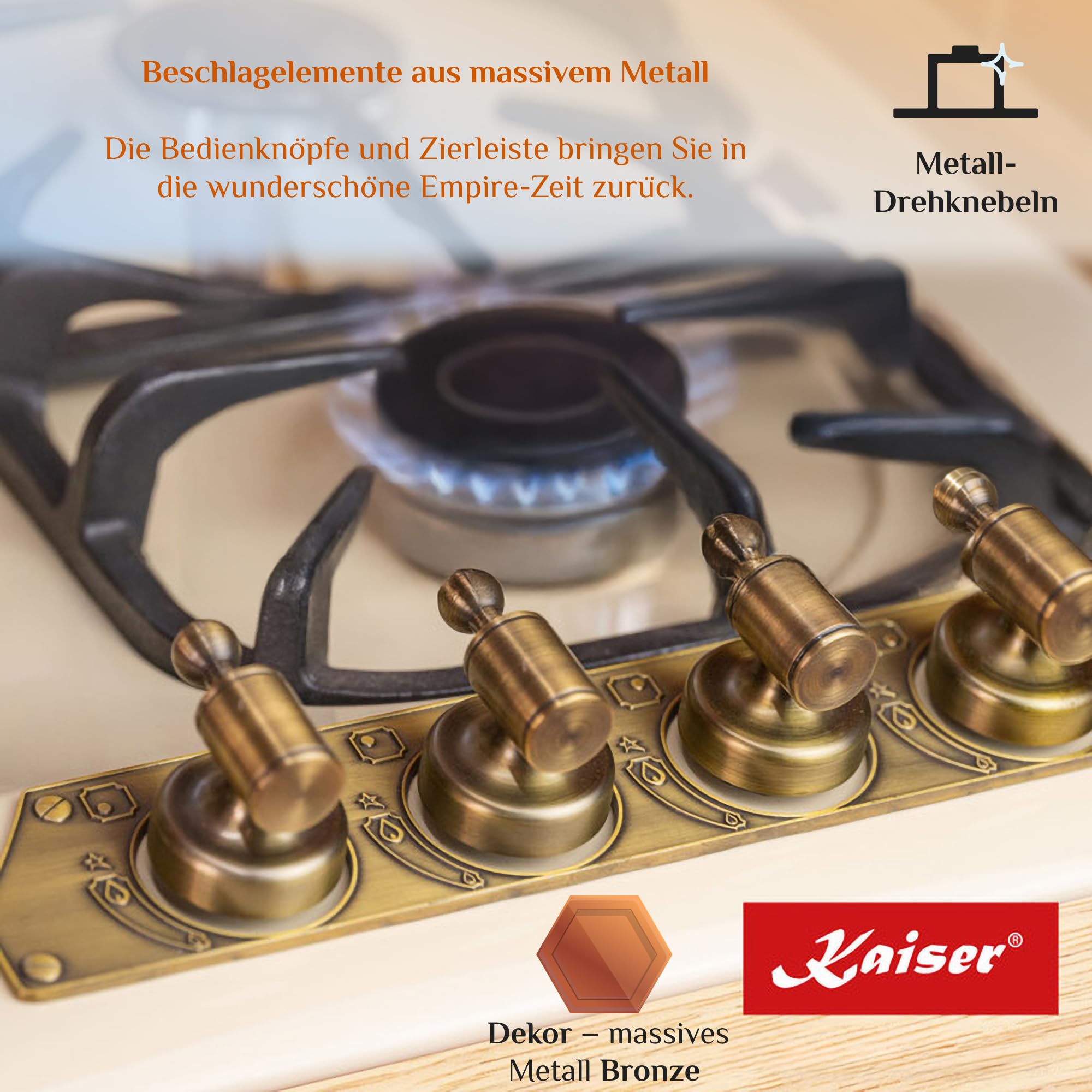 Kaiser Empire kg 6325 ElfEm Ivory Płyta gazowa/kuchenna 60 cm nowość/płyta gazowa / 3,8 kW palniki WOK/gaz propan/gaz ziemny / płyta gazowa 60 cm