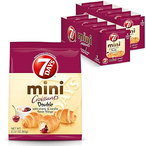 Miniatura 17 de 7Days - Mini bolsas de croissant, relleno de cereza y vainilla, bolsa de aperitivos de tamaño individual, aperitivos de panadería para llevar