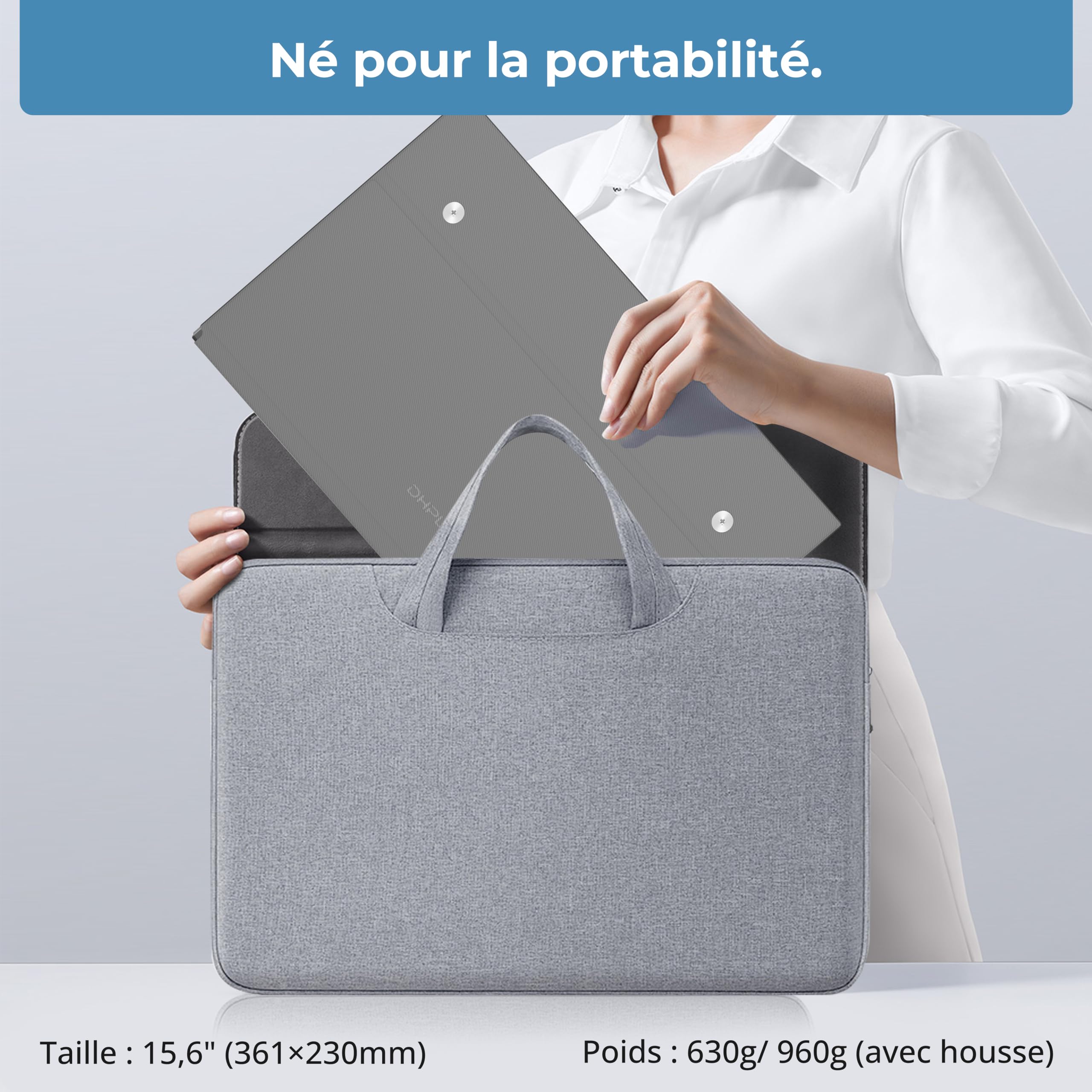 Écran Portable 15,6" IPS FHD 1080P – Écran d'extension USB-C/Mini HDMI, Housse Intelligente + Haut-parleurs intégrés, Compatible Ordinateur Portable, PC, Mac, PS5, Xbox, Switch