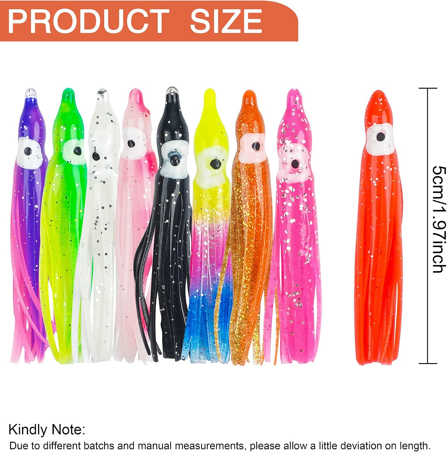 Octopus Squid Skirts Lure,45pcs/100pcs Multi-Color Soft Plastic Lures Bass Trolling Lure Fishing Baits for Bass Salmon Trout image 4