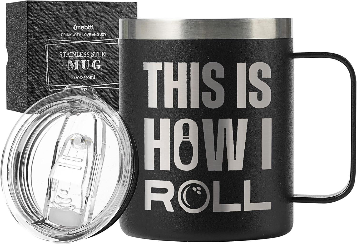 Onebttl Bowling Gifts for Men, Bowling Lovers, 12oz Stainless Steel Insulated Coffee Mug, This is How I Roll
