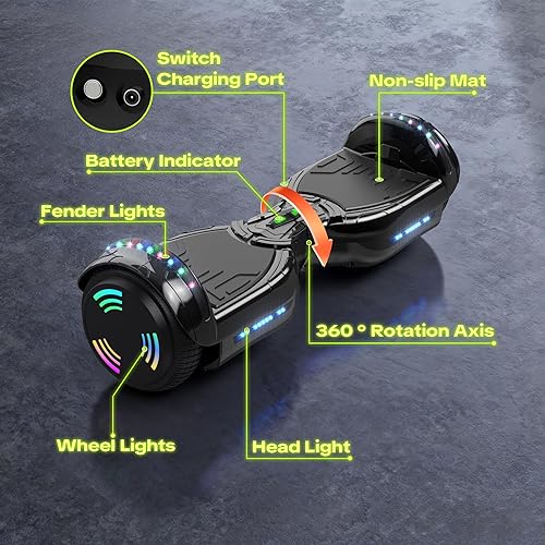 Miniatura 6 de Hoverstar Aeropatineta Bluetooth, ruedas LED, color cromado, autoequilibrio, scooter para niños, adolescentes (negro cromado)