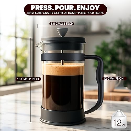 Miniatura 8 de Utopia Kitchen Cafetera de prensa francesa de 34 onzas de 1 litro, tetera, prensas de café de viaje, resistente al calor, olla de borosilicato