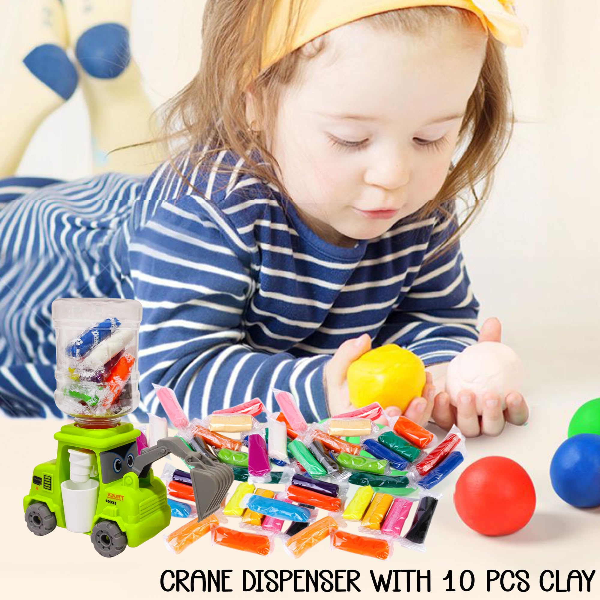 FunBlast Water Dispenser Toy for Kids - Crane Dispenser with 10 Pcs Clay, Push & Go Crane Dispenser for Girls, Boys, Vehicle Toy Play Set for 3+ Years Old Kids (Sea-Green) 2